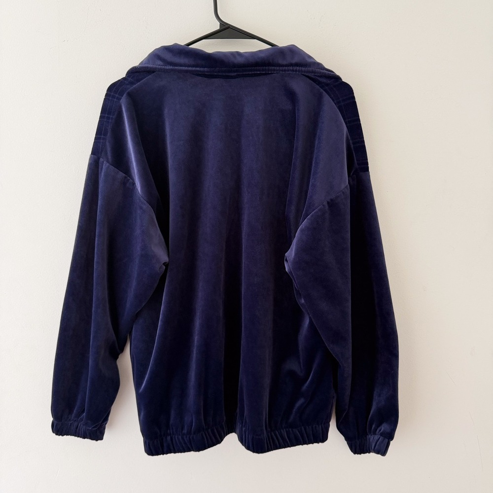 Vintage Slade Velour Track Jacket Petite M Blue Velvet Y2K Athleisure Zip Up - Picture 2 of 7